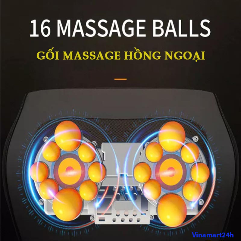 Gối Massage Hồng Ngoại 16 Bi Nhật Bản Cao Cấp