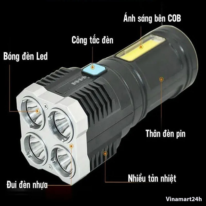 Đèn Pin LED Cầm Tay Siêu Sáng Chiếu Xa 200M