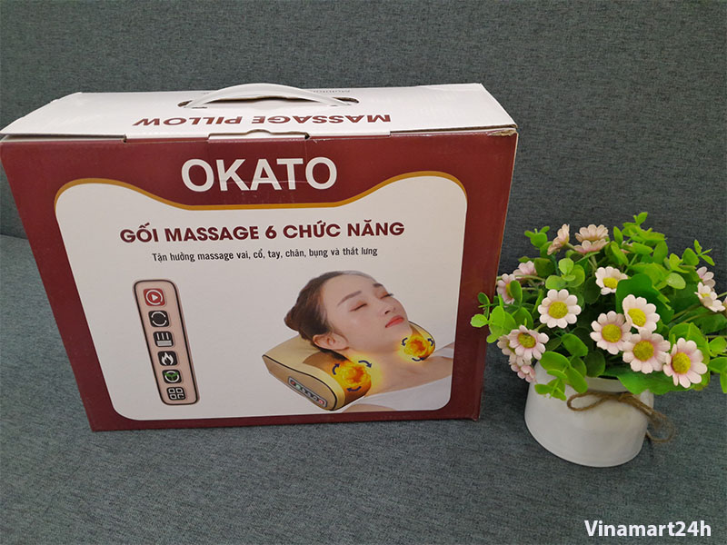 Gối Massage Hồng Ngoại 20 Bi Okato Japan Chính Hãng