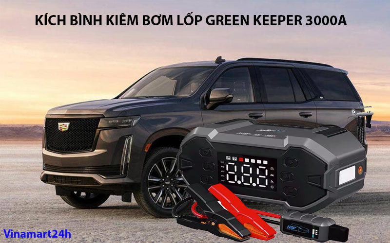 Kích Bình Kiêm Bơm Lốp Green Keeper 3000A Cao Cấp