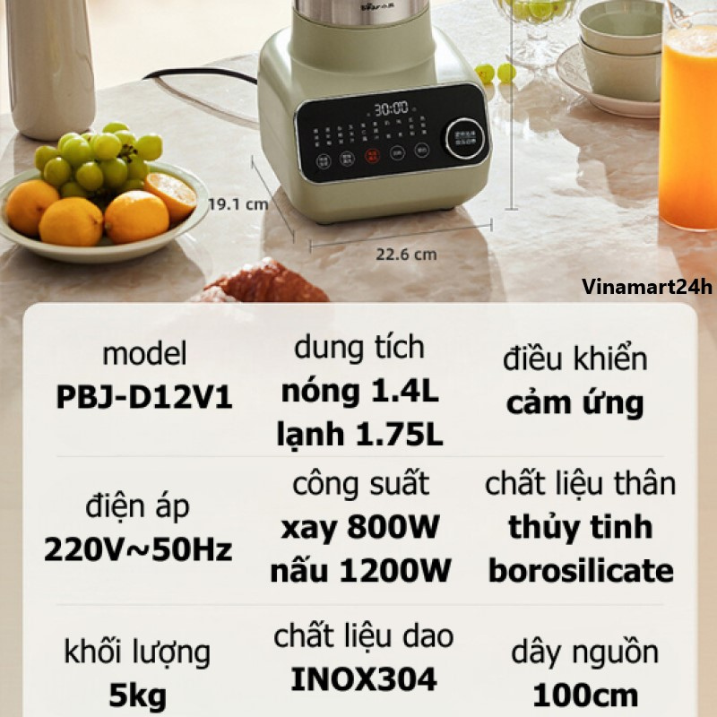 Máy làm sữa hạt Bear D12V1 cao cấp