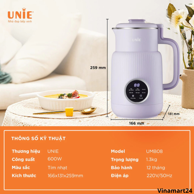 Máy làm sữa hạt Unie UMB08 Pro cao cấp